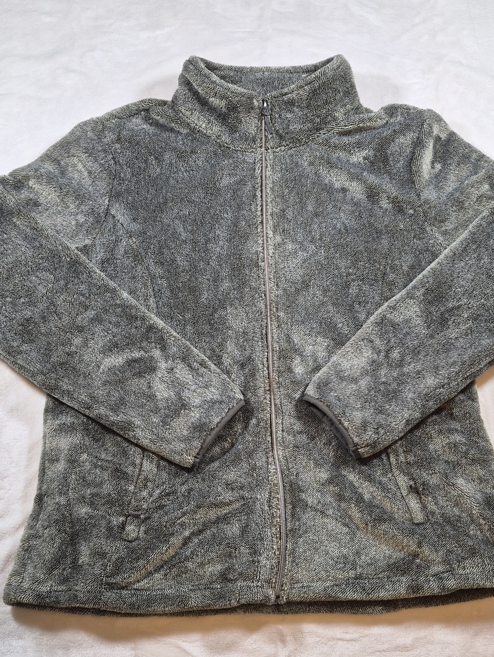 Free Country Gray Plush Full-Zip Teddy Jacket